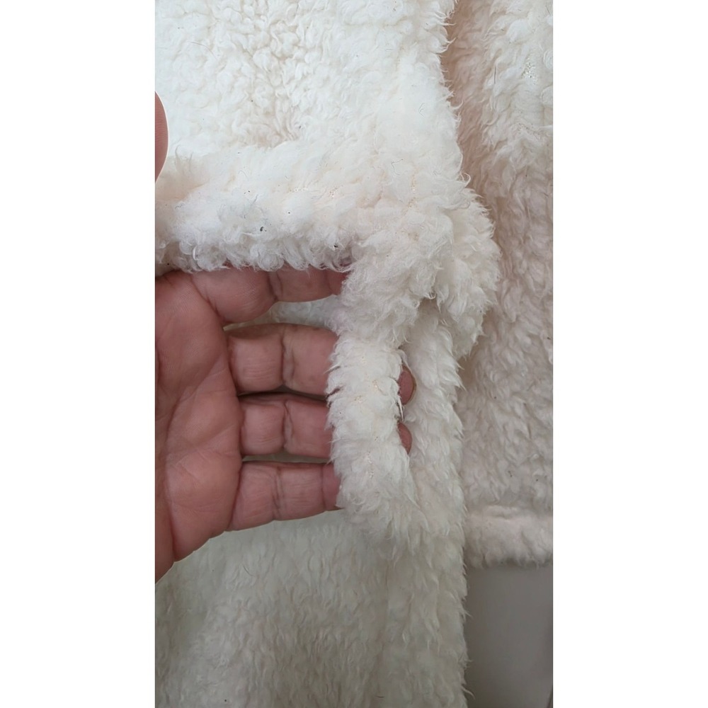 Pottery Barn Teen Teddy Bear Ivory Hooded Sherpa Belted Bathrobe Pockets Size S - Picture 4 of 8